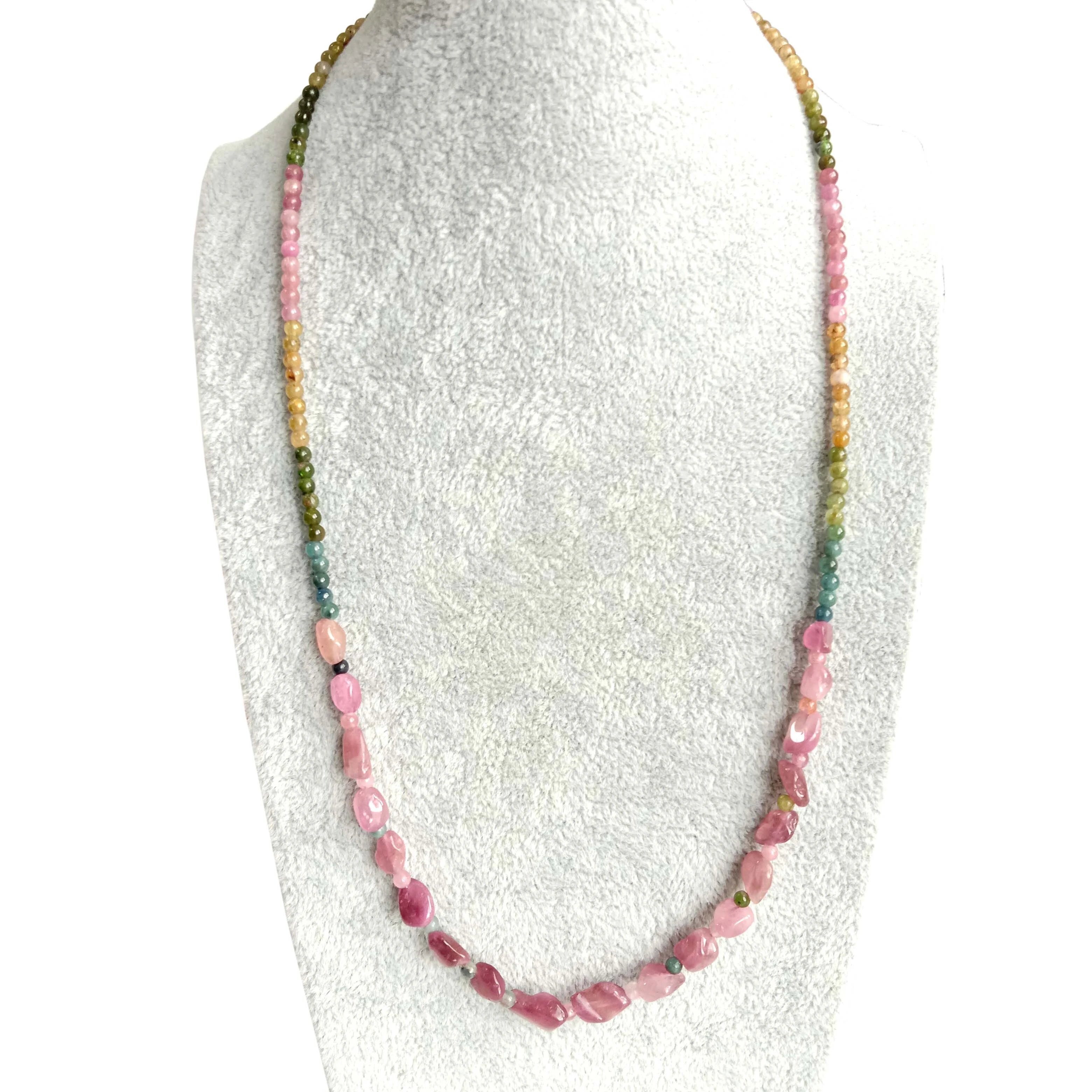 Multi Tourmaline Necklace Fancy Nugget Ubora wa Juu 1