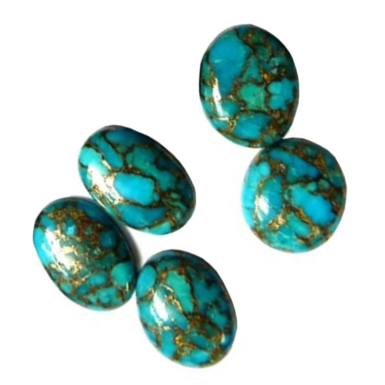 Kingman Dark-bule copper turquoise cabochons 15