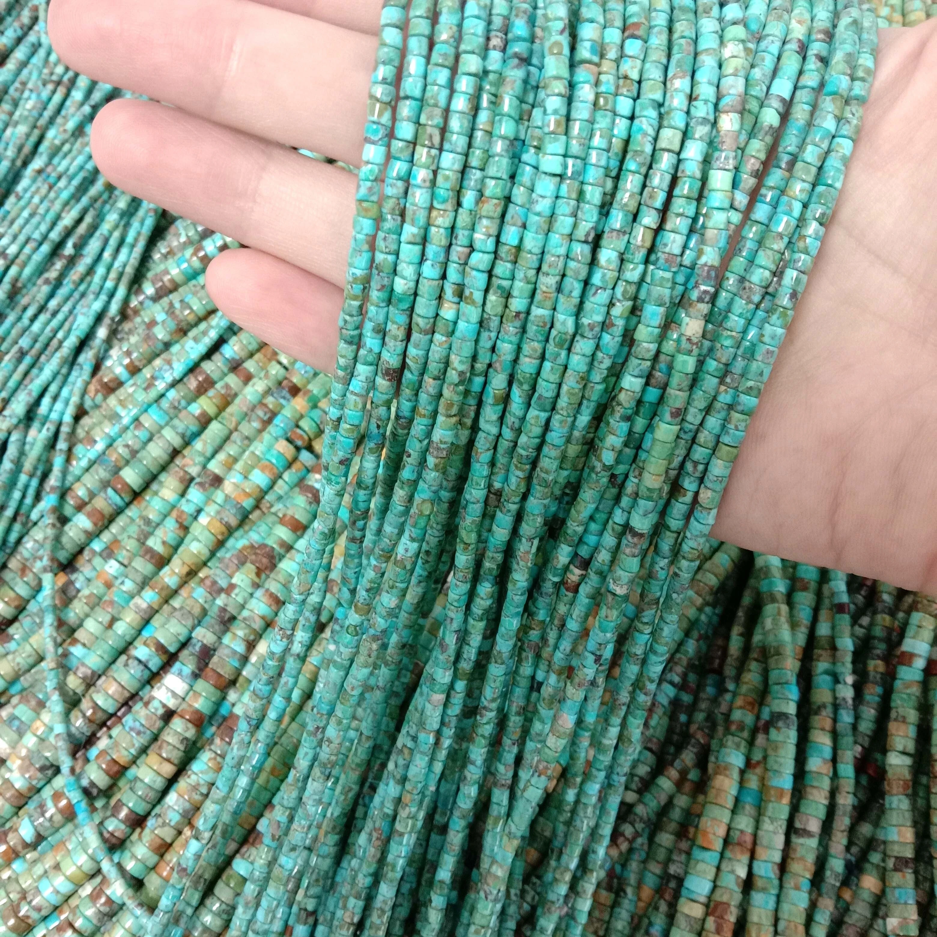 Bluejoy 2mm Genuine Natural Turquoise Dainty Heishi Bead 16 inch Strand 1