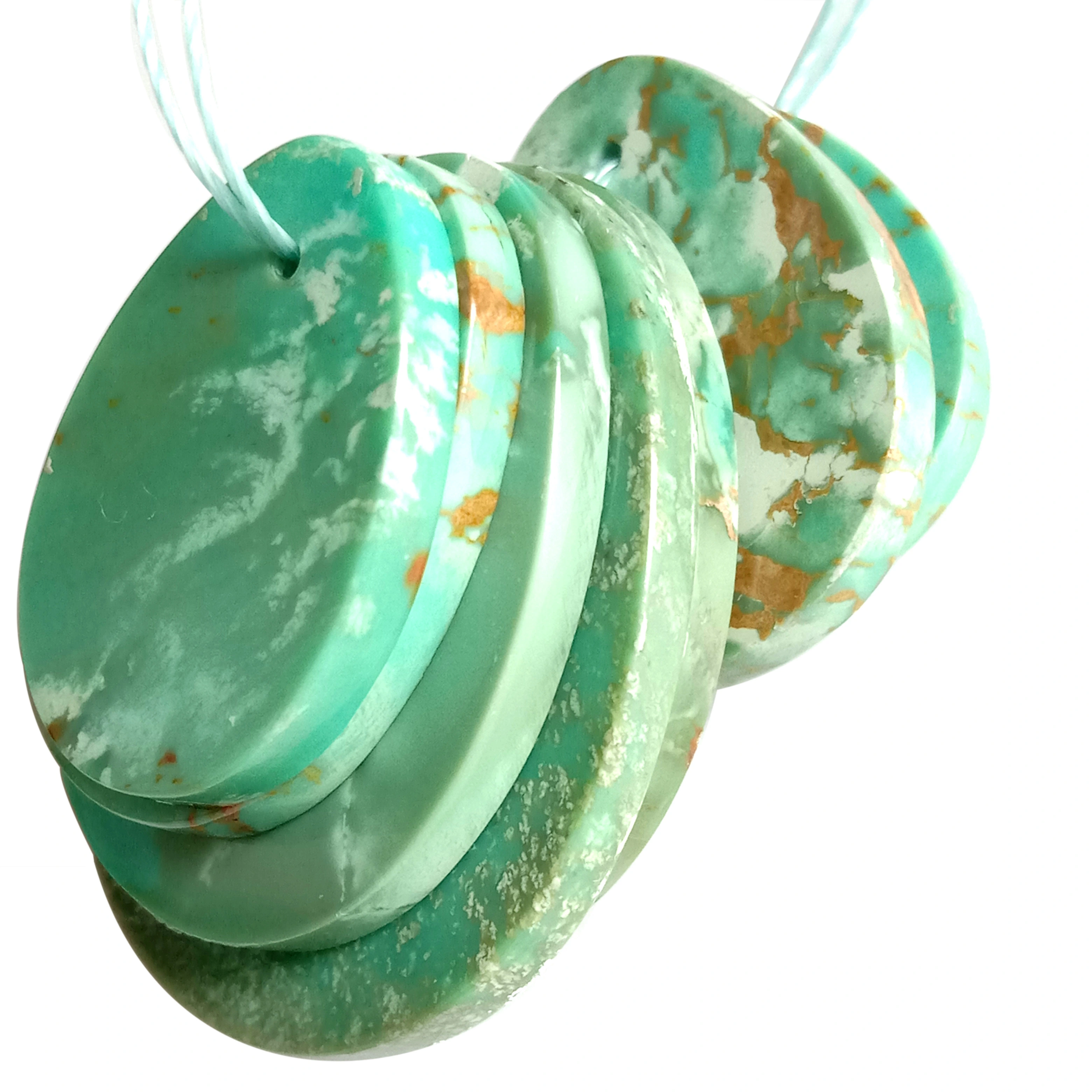 Turquoise Pendant Green Flat Back Natural Stone Drilled Cabochon 1