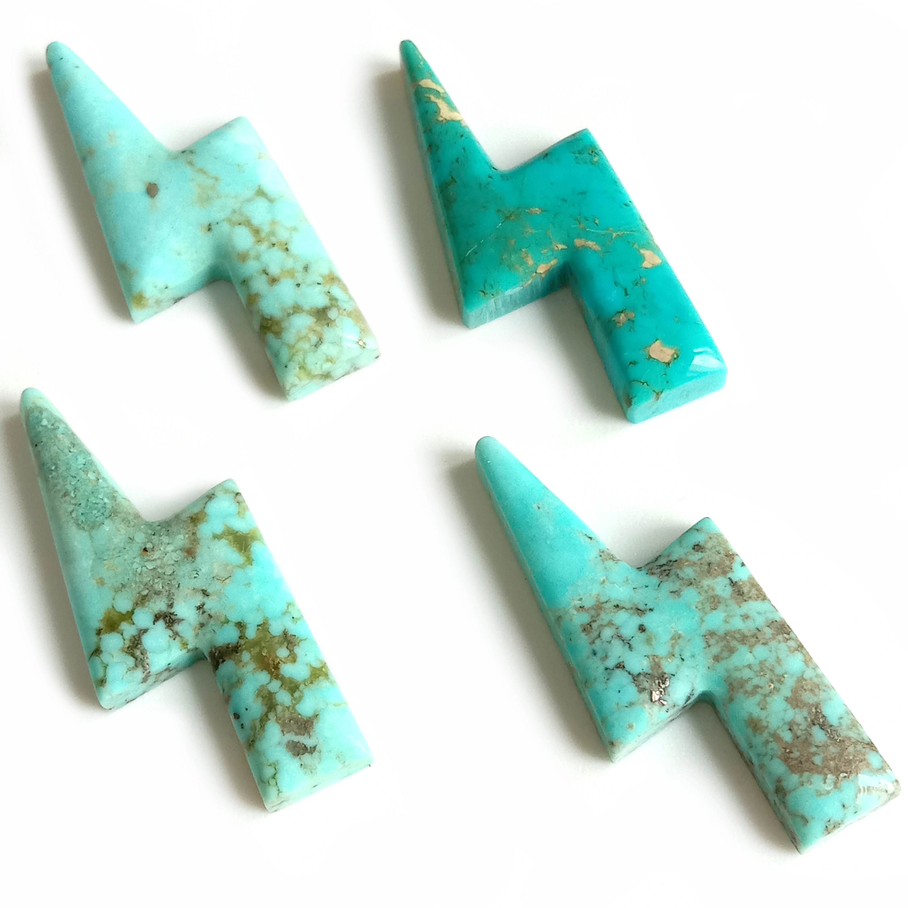 Natural Turquoise Cabochon Lightning Bolt Hand Cut 1