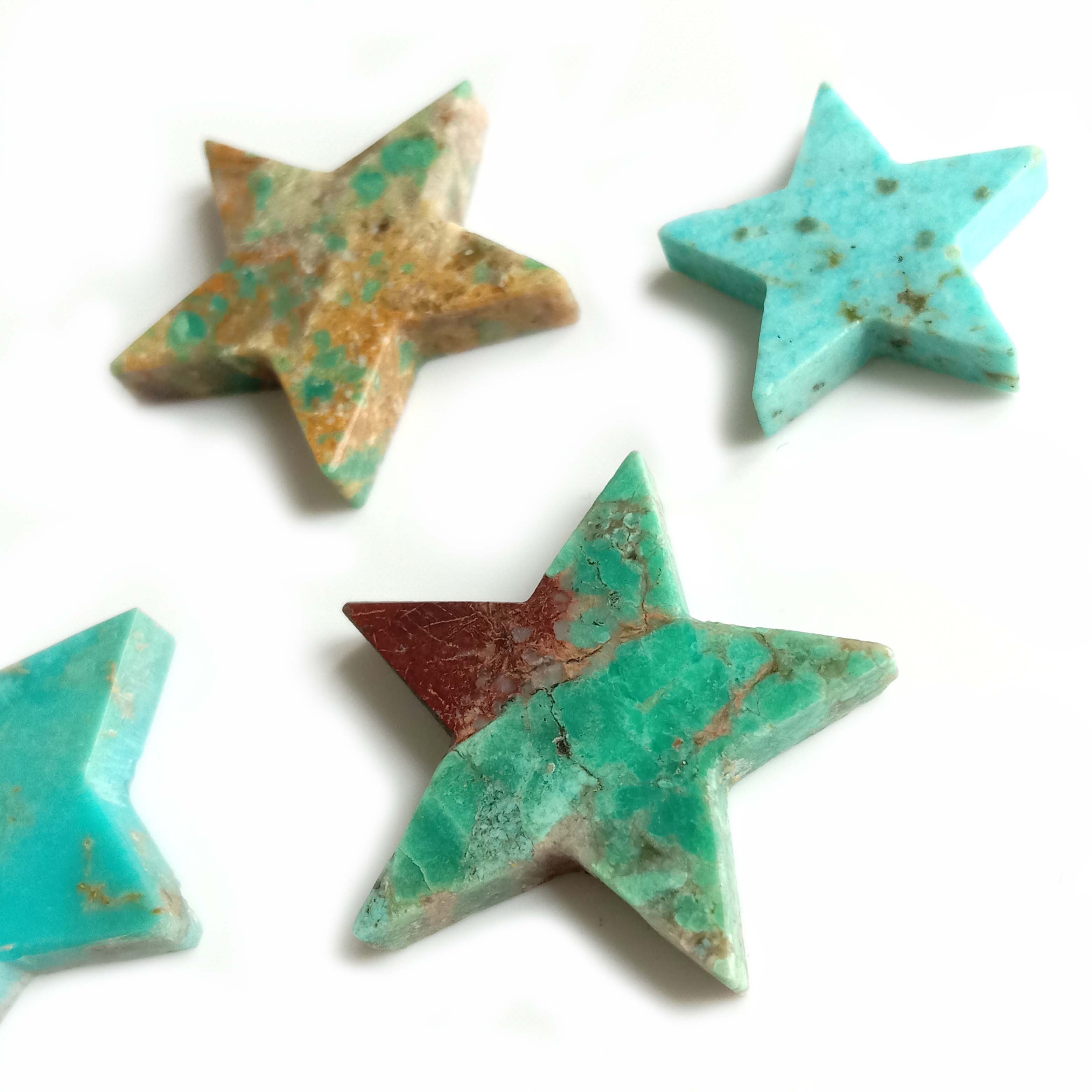 سنگ قیمتی سست ستاره حکاکی شده با دست فیروزه ای طبیعی 15