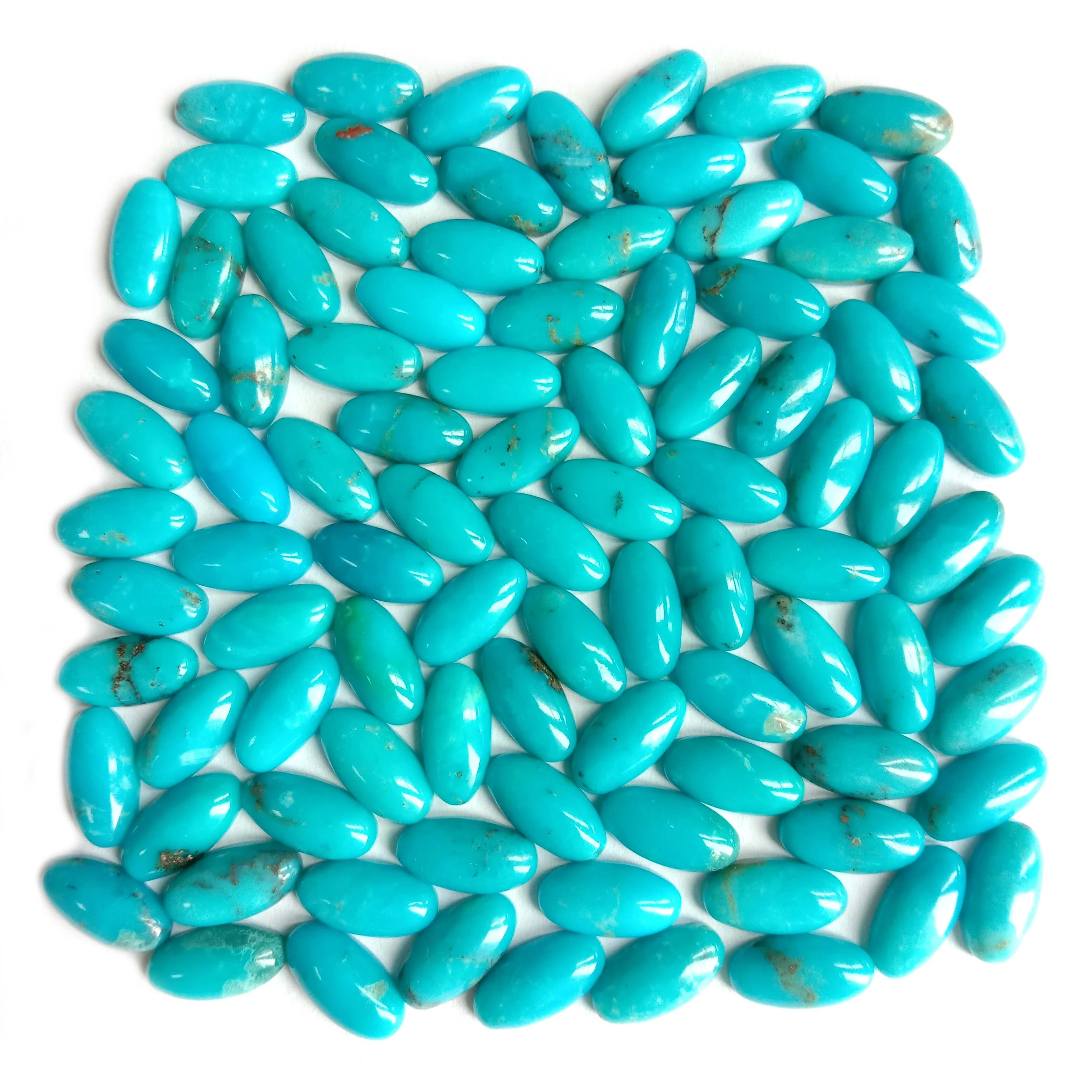 Natural Turquoise Cabochons 5x10mm Oval Flat Back 1