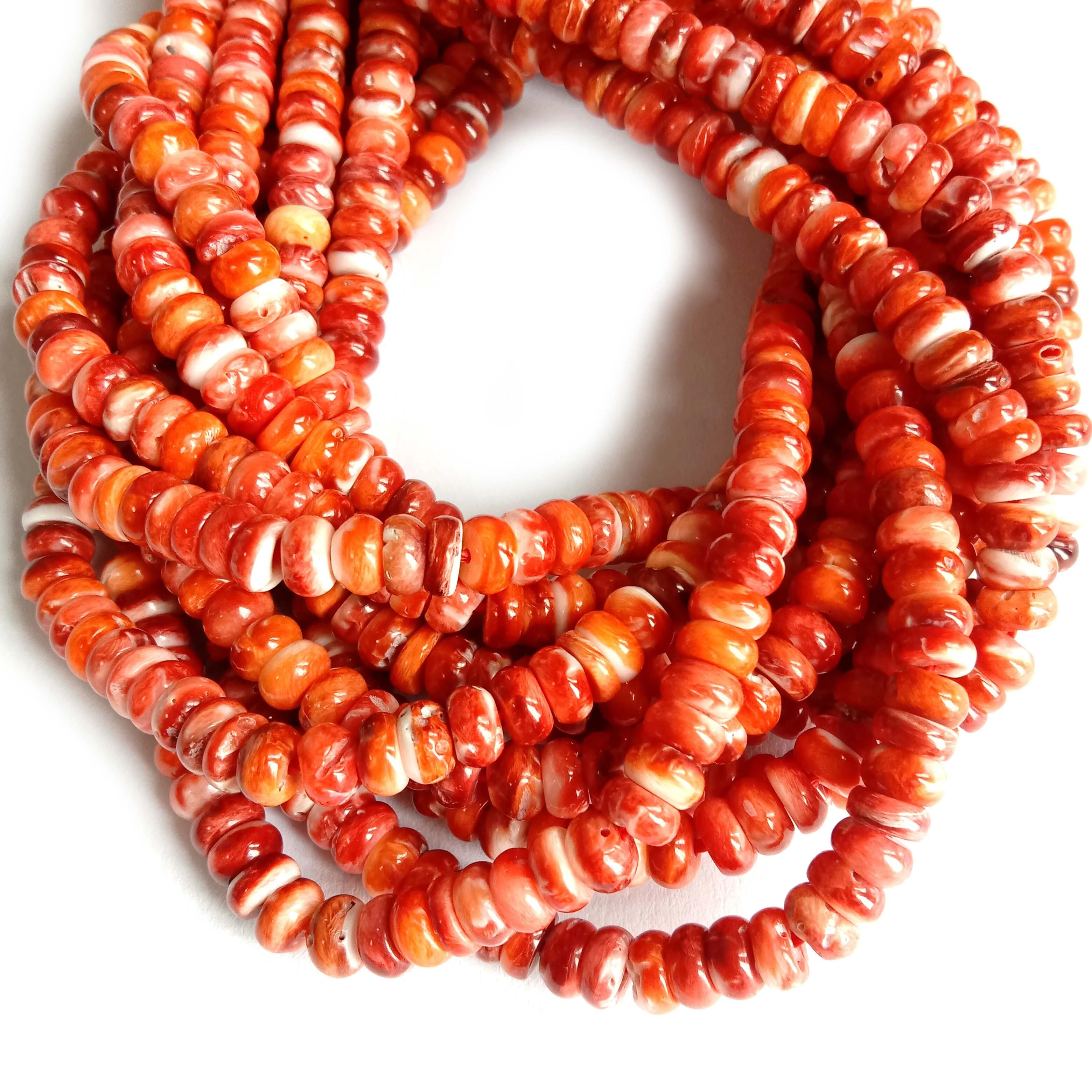 Spiny Oyster Shell Rondelle Bead 6mm ពណ៌ទឹកក្រូចក្រហម 1