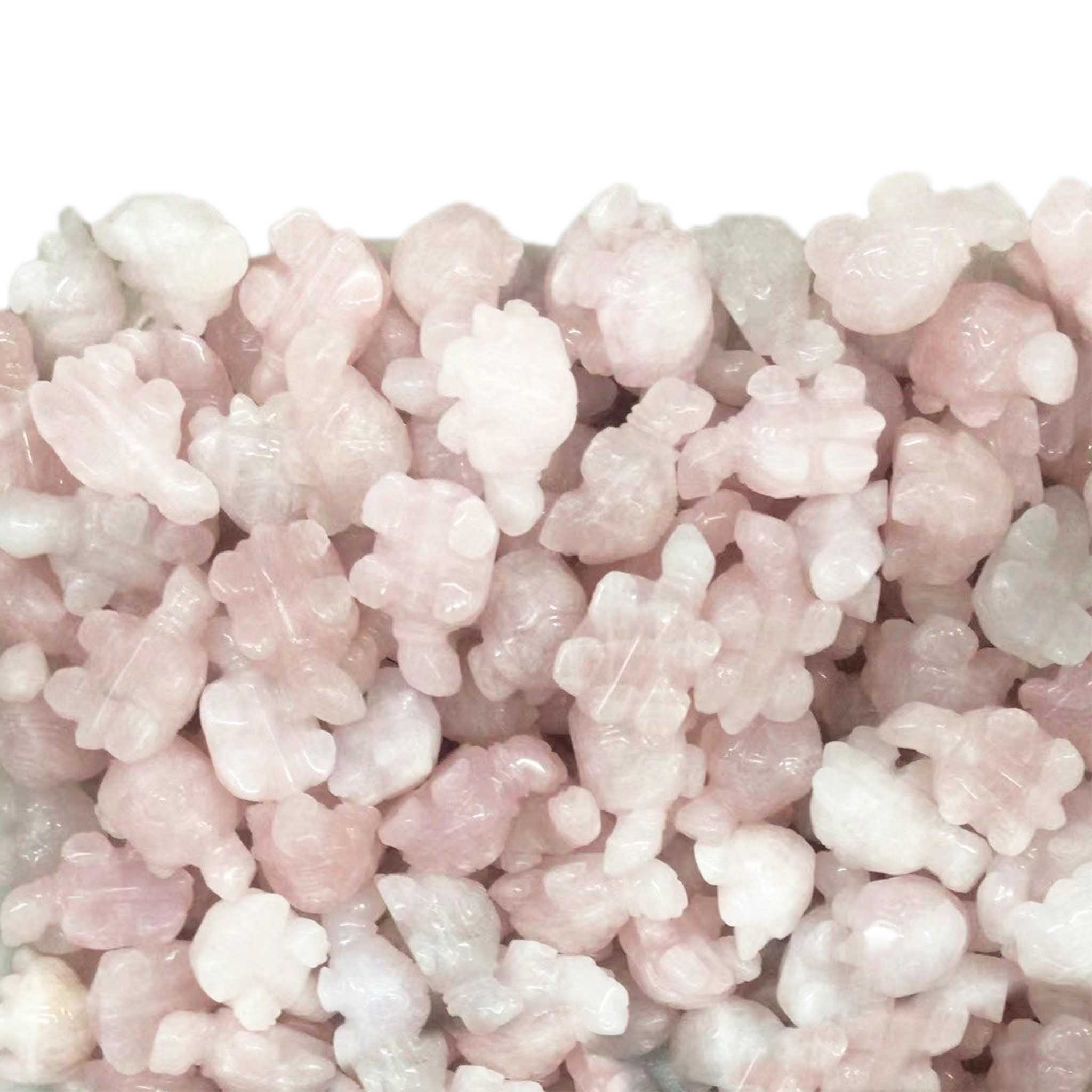 Ntuj Madagascar Rose Quartz Loj 10-30mm liab xim tsiaj Zoo li Gemstone Carved 14