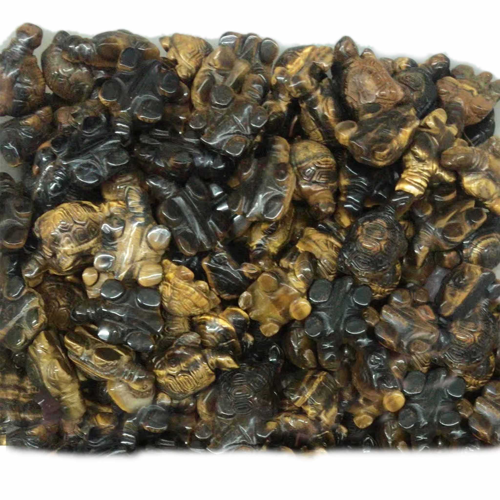 Ntuj Tuam Tshoj tsov qhov muag blackbrown xim Loj 10-30mm tsiaj zoo Gemstone Carved 14