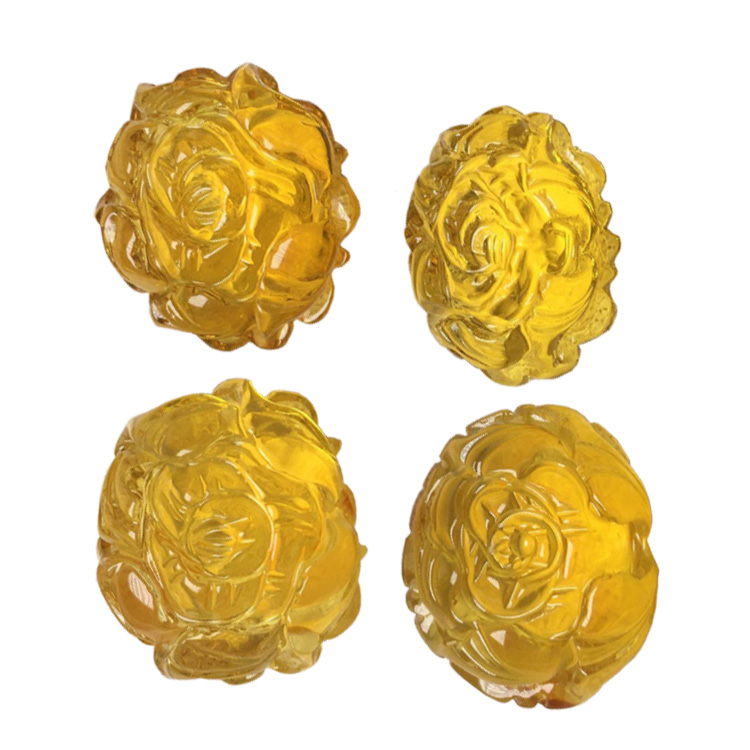 자연적인 폴란드 노란 호박색 새겨진 매화 꽃 정밀한 펜던트 1