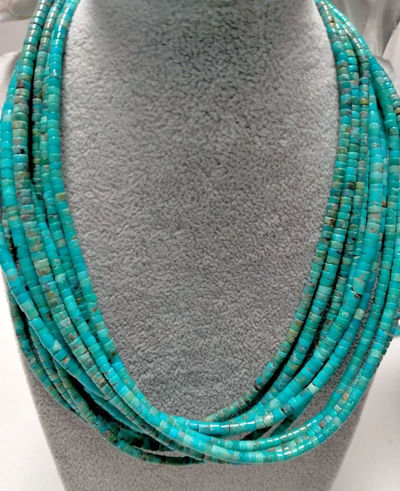 Kingman turquoise sefaha sefaha Se turquoise se entsoeng ka lifaha sefaha sa rondel turquoise necklace turquoise heishi 1