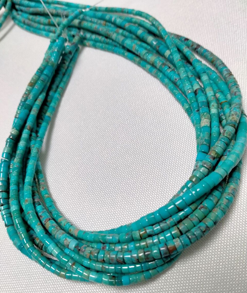 Kingman turquoise beaded necklace Turquoise beaded necklace rondel turquoise necklace turquoise heishi 18