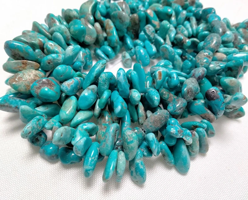 Natural Turquoise Blue Green Chip Beads motsoako oa boholo ba 16 inch strand 1