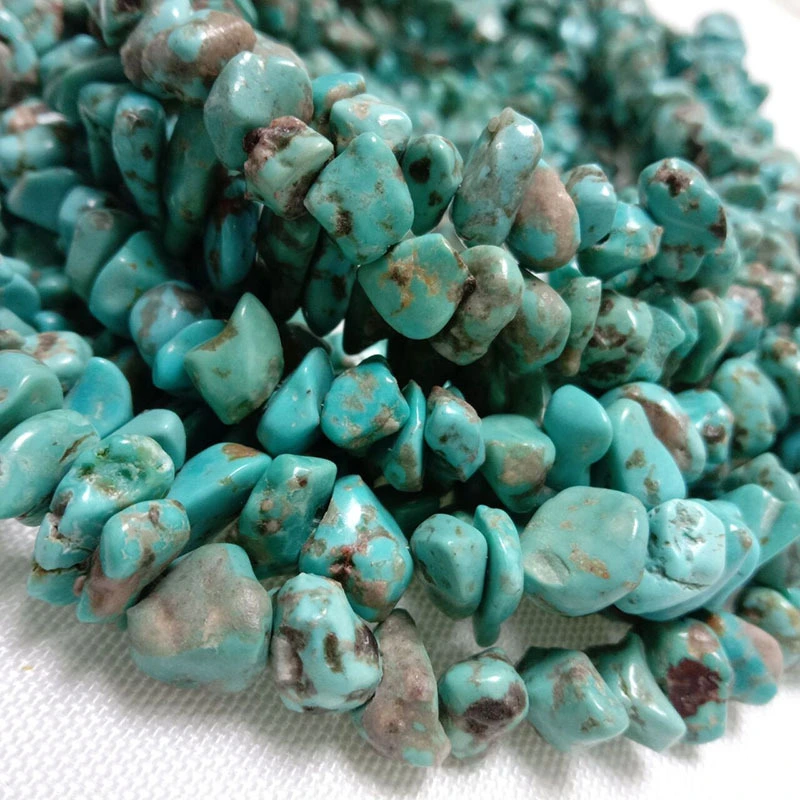 Earthy Turquoise Chip Beads Turquoise Beads Turquoise Gemstone Natural Stone Lifaha Chips Sebōpeho sa Motsoako oa Boholo 1