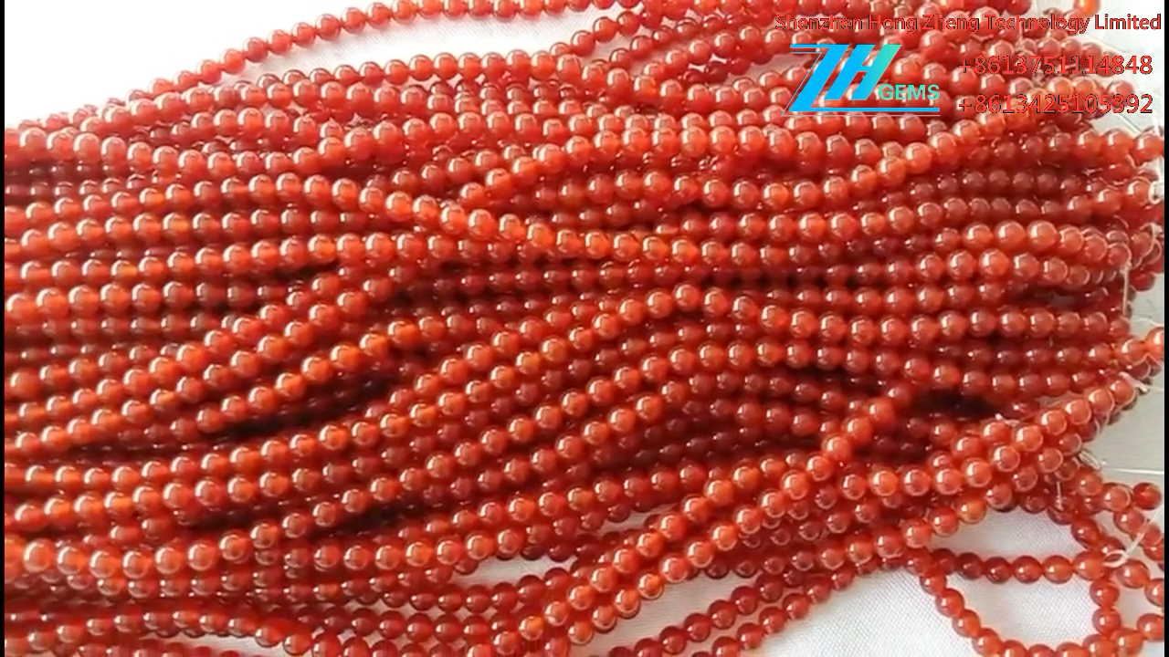 អង្កាំធម្មជាតិ រាងមូល Carnelian រលោង និងត្បូងក្រហម 8