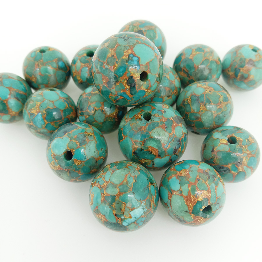 Halitta Turquoise Sun Dutsen Dutsen Copper damtse Cabochon Beads Copper wanda aka matsa don Yin Kayan Ado 18