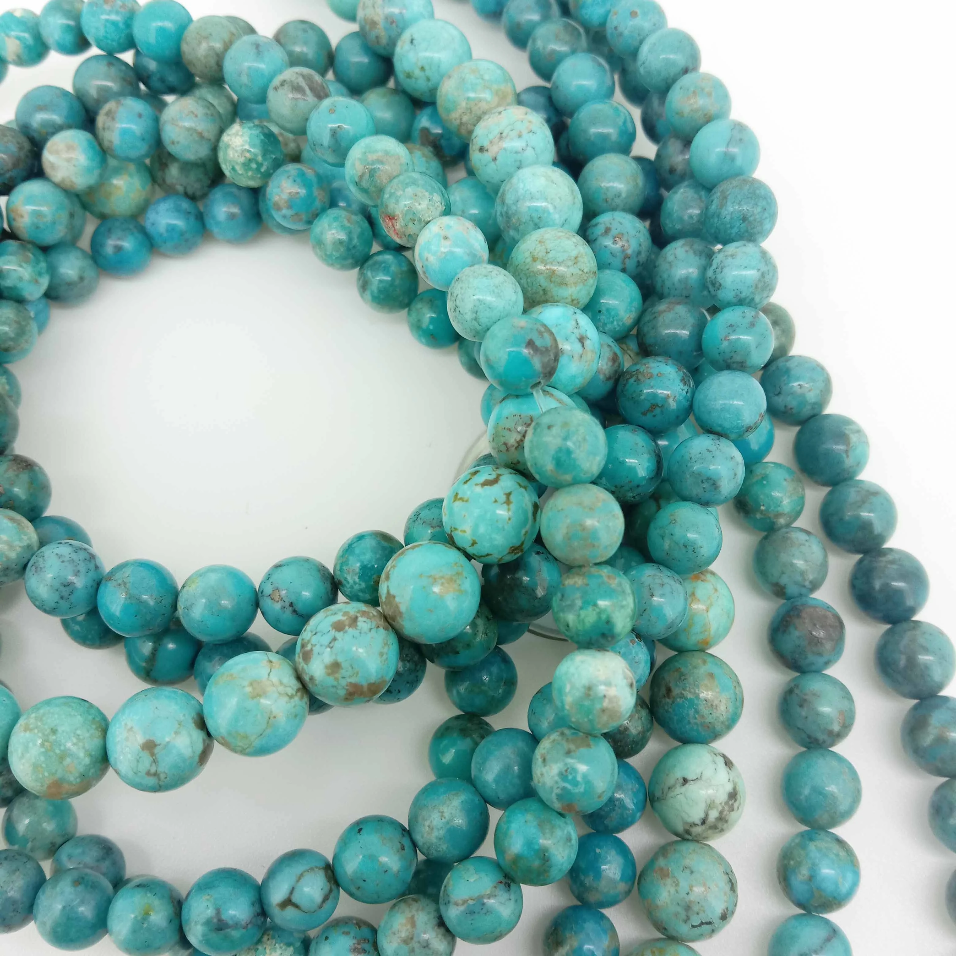 Cuentas de turquesa natural Cuentas de piedras preciosas naturales 6 mm 8 mm Cuentas redondas lisas de hebra completa de 16 pulgadas ideal para la fabricación de xoias 1