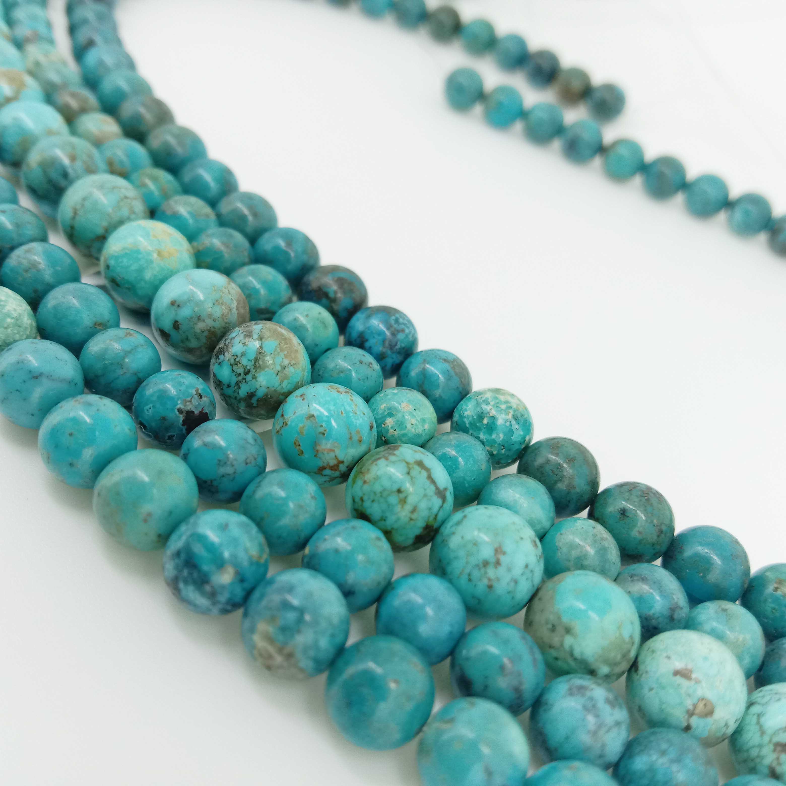 Natirèl turkwaz pèl pèl pyè presye natirèl 6mm 8mm wonn pèl lis Full strand 16 pous gwo pou fè bijou 19