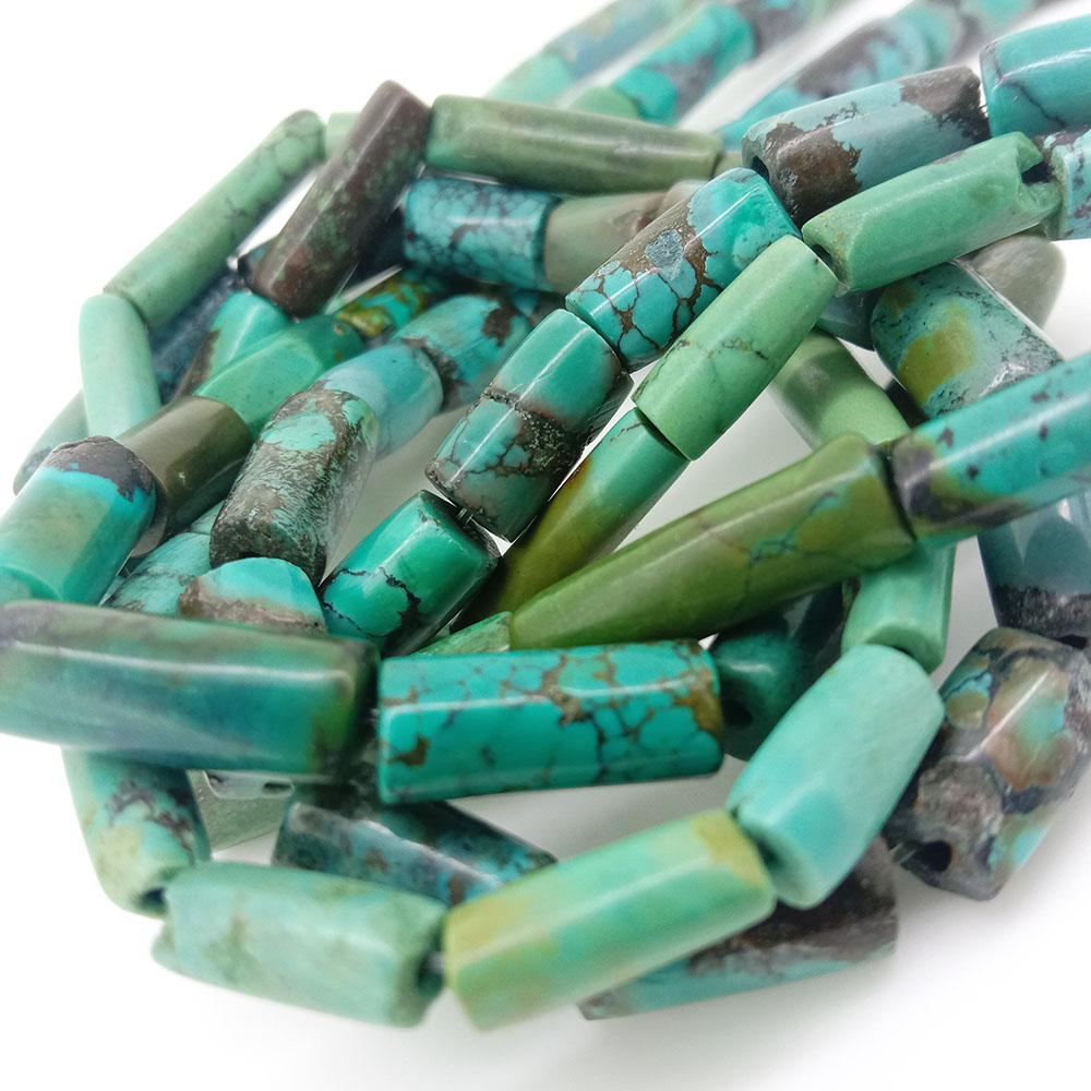 Натуральныя бірузовыя пацеркі ў форме трубкі лячэбная энергія каштоўных камянёў Свабодныя пацеркі DIY ювелірных вырабаў дызайн для бранзалета 19