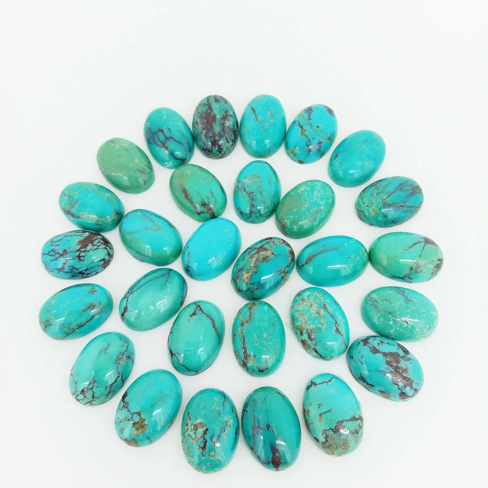 Blue Copper Turquoise Oval Shape Calibrated flat-back Cabochons For Jewelry Making Copper Mix Stones Cabocho 10x14 mm 1
