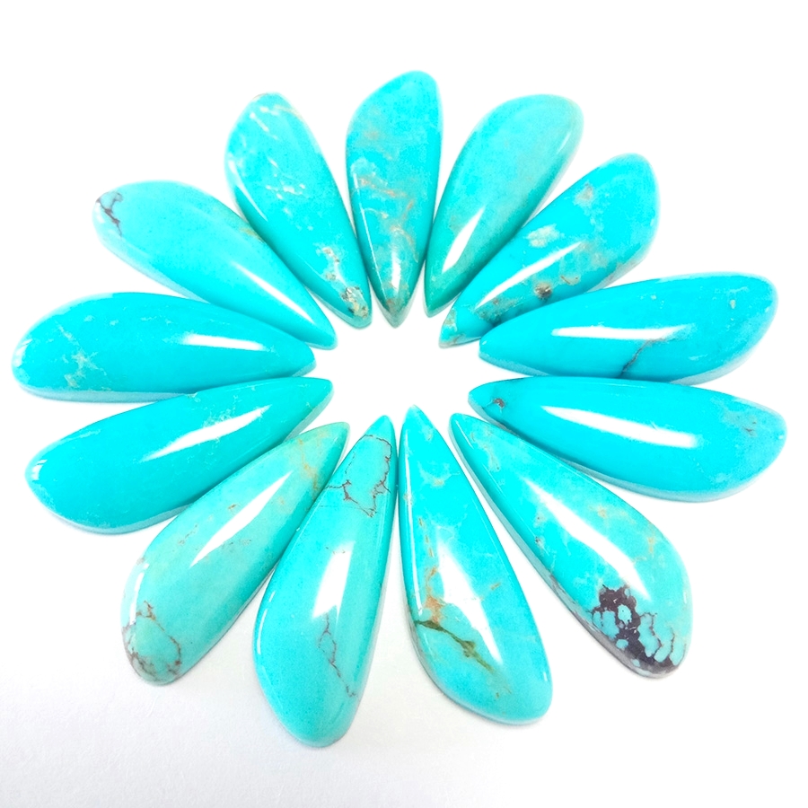 Teardrop Kingman Turquoise Cabochons Beartáin Beaga 23x9mm 16