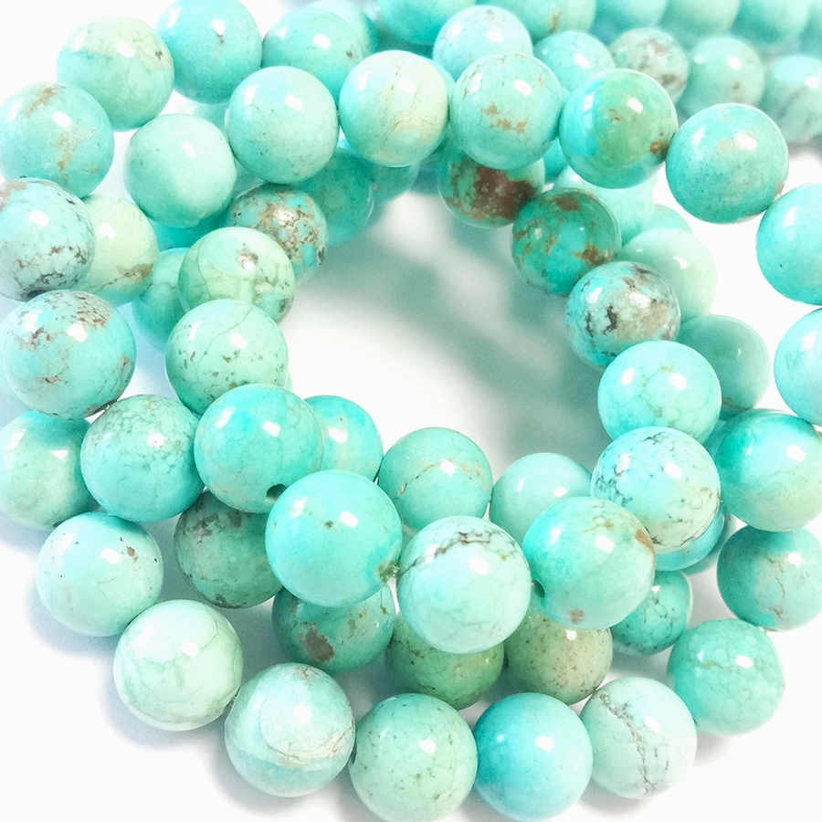 Lifaha tsa 'Nete tsa Turquoise 8mm Lifaha tse Tletseng tsa Strand Round. 19