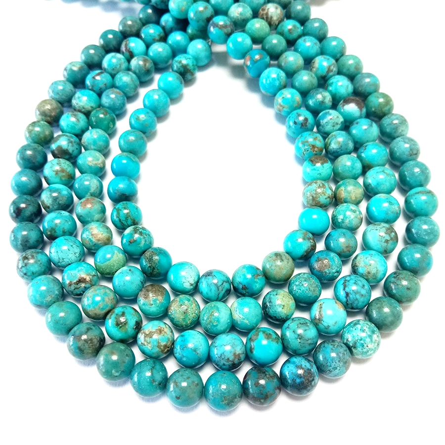 Turquoise 6mm Round One full strand Gemstone Strand Blue Brown color 18