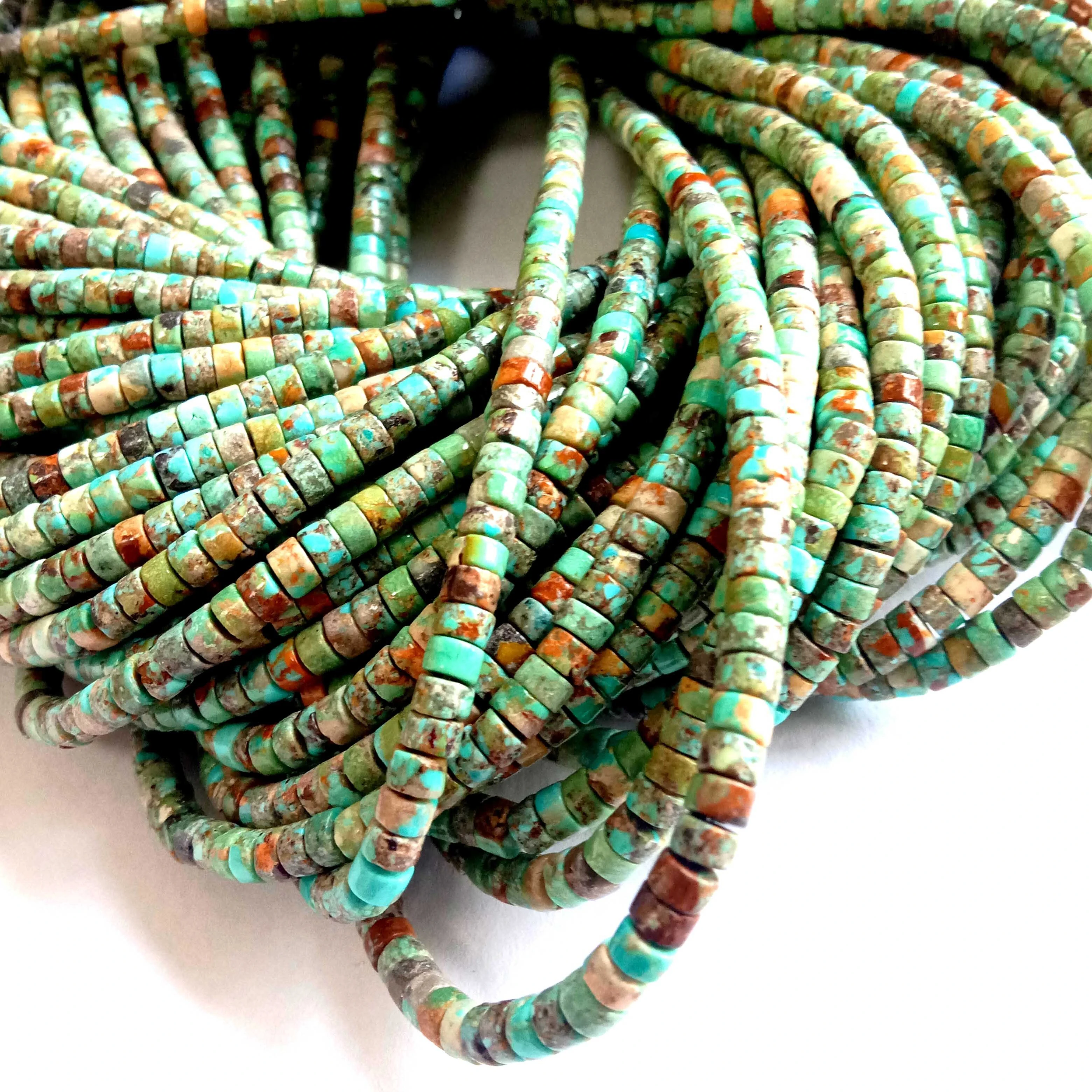 ម៉ាទ្រីស សំរិទ្ធ ថ្មខៀវ 4mm កាក់ Rondell Wheel Heishi bead DIY Jewelry Beading for necklace -bracelet 16 inch 1