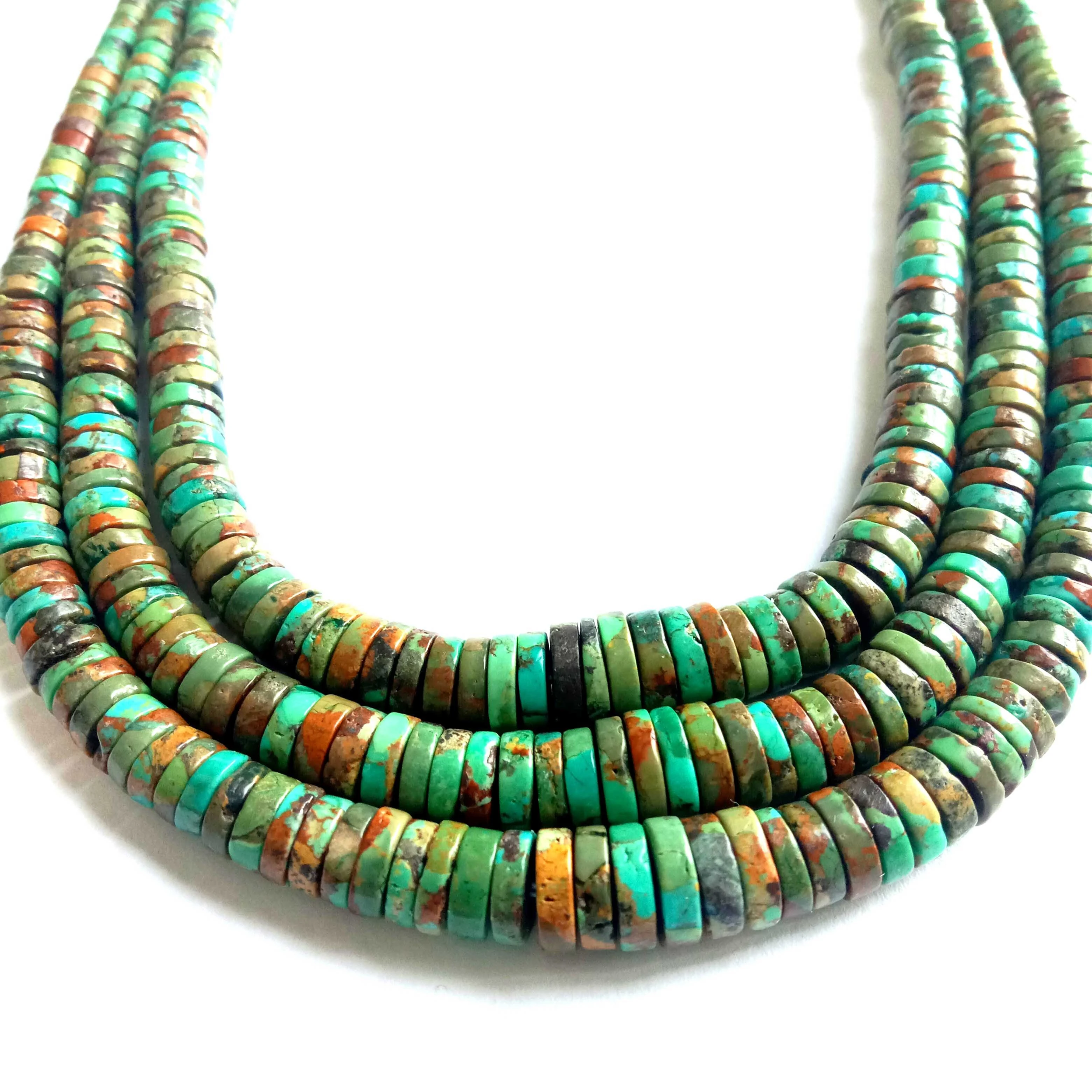 Turquoise Heishi គុជខ្យងរាបស្មើនិងរលោងធម្មជាតិ washer គុជខ្យងធម្មជាតិឌីសគុជខ្យង 1
