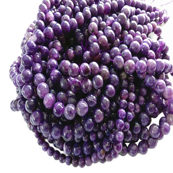 Charoite natural 3A Abalorios de forma redonda Xemas lisas e roxas 1