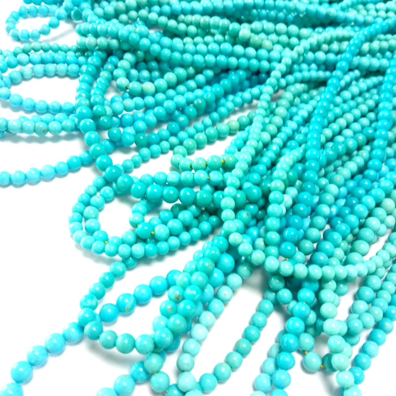 Abalorios soltos redondos de 3-4 mm de turquesa de pedra preciosa azul celeste de hebra completa de 16 polgadas 1