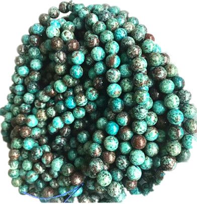 រចនាប័ទ្មអាមេរិចធម្មជាតិ Chrysocolla Round Bead ជុំធម្មជាតិ 8