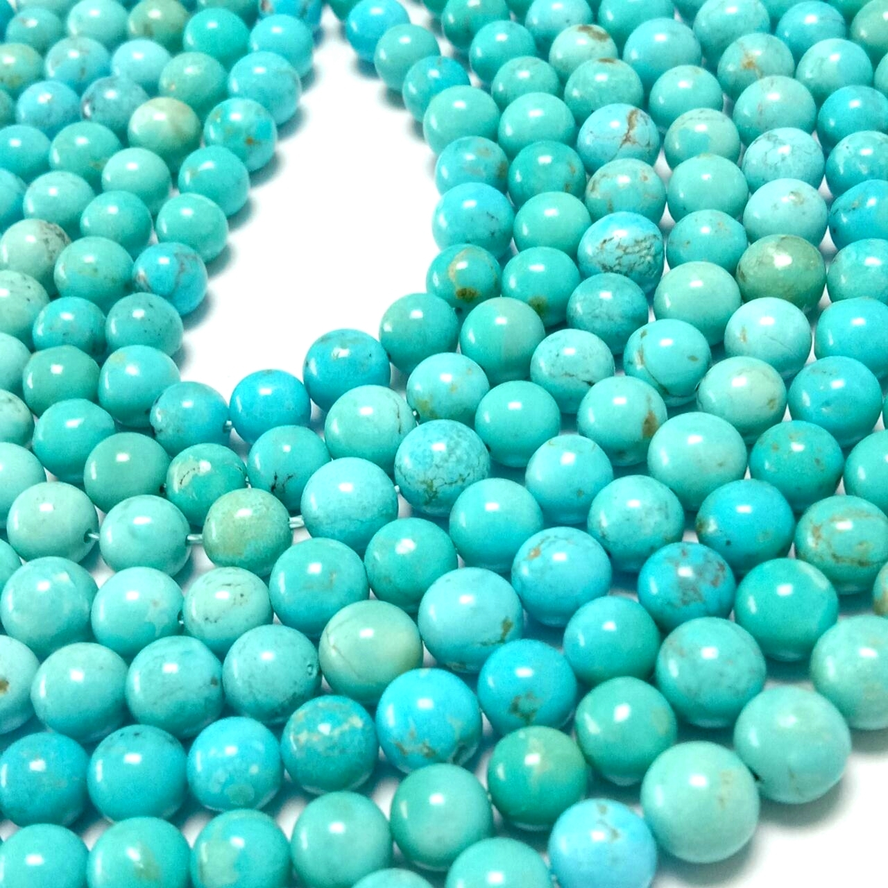 Bluejoy 6mm ធម្មជាតិពិតរបស់អាមេរិច Turquoise Dainty Round Bead 16 inch Strand 1