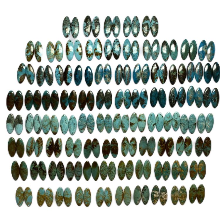 Kingman Turquoise ពណ៌បៃតង Turquoise cabochons រាងពងក្រពើវែង 9