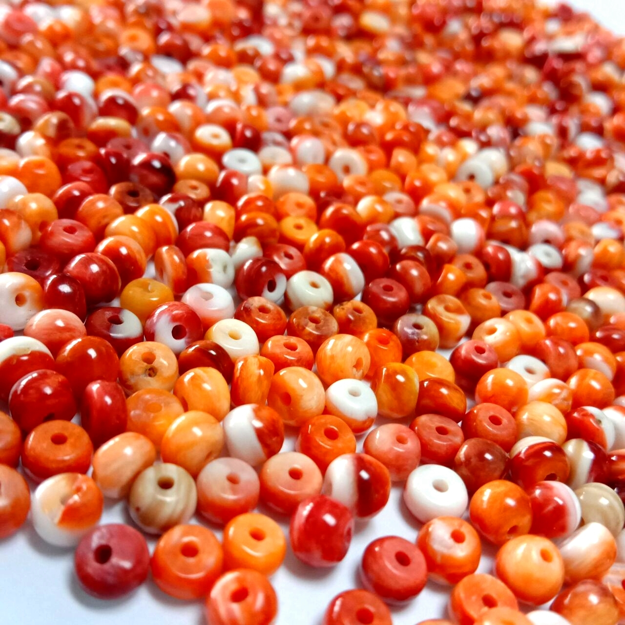 3x4mm Round Ball Spiny Oyster Shell Natural Beads Mabenyane a Boleng bo Phahameng haholo 1