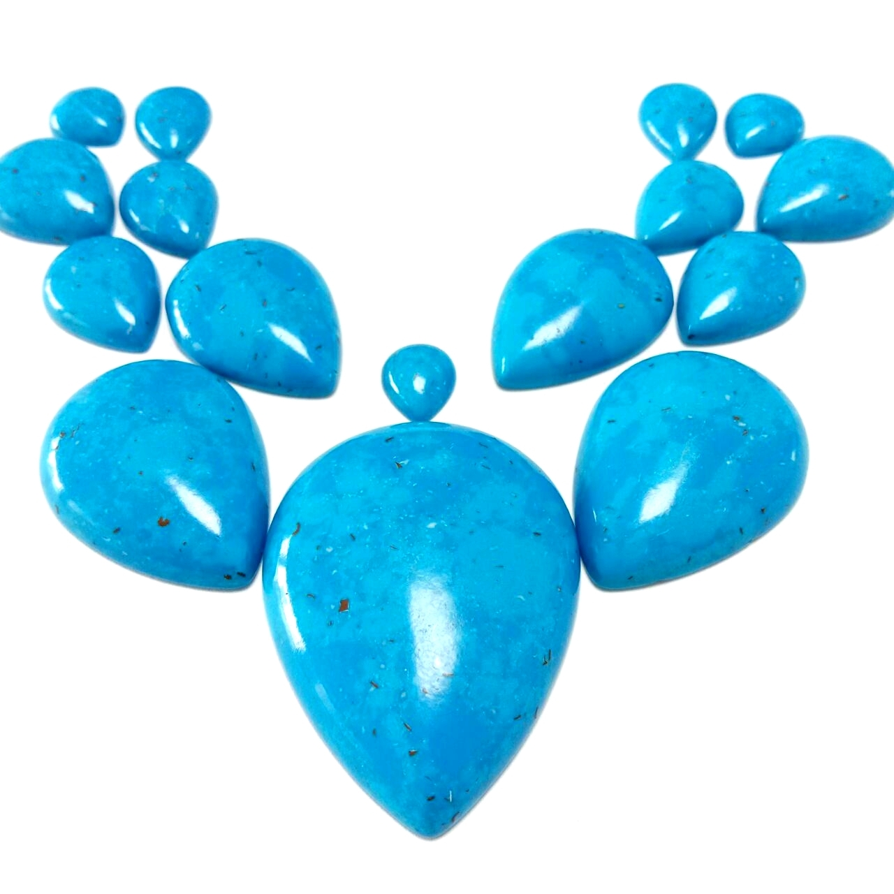 Hermoso color azul profundo cobre Arizona turquesa forma de pera cabujóns xoias facendo pedras preciosas soltas 1