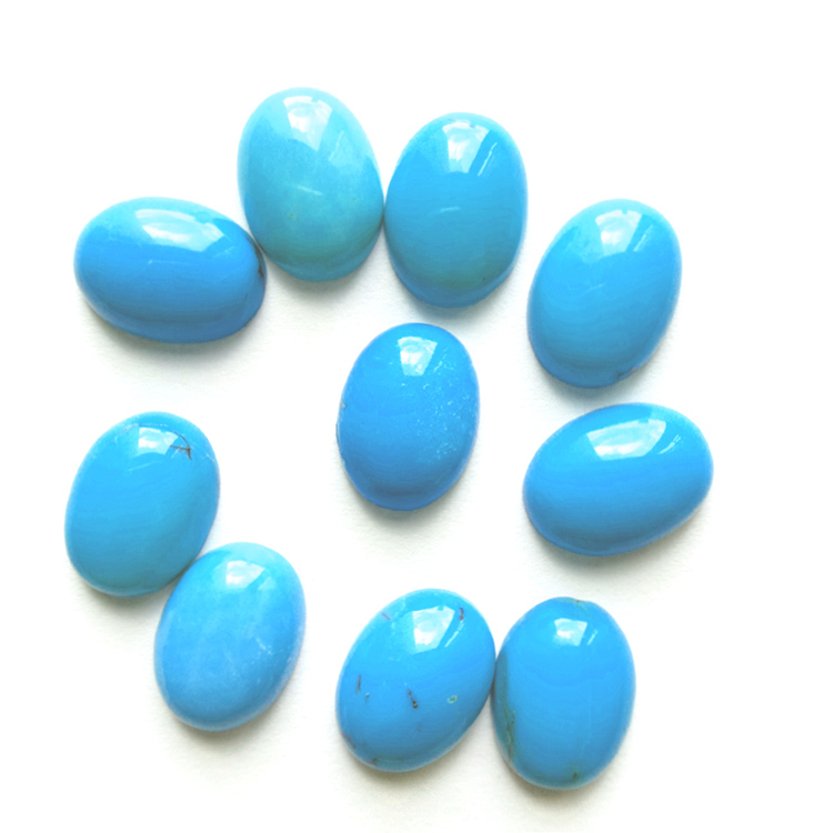 Biru Turquoise Oval Batu Permata Cabochon Calibrated Green Batu permata Alami 15