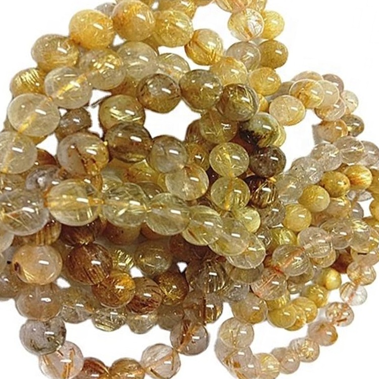 നാച്ചുറൽ ഗോൾഡൻ റുട്ടിലേറ്റഡ് ബ്രേസ്ലെറ്റ് മിനുസമാർന്ന രത്നം ബ്രേസ്ലെറ്റ് 8