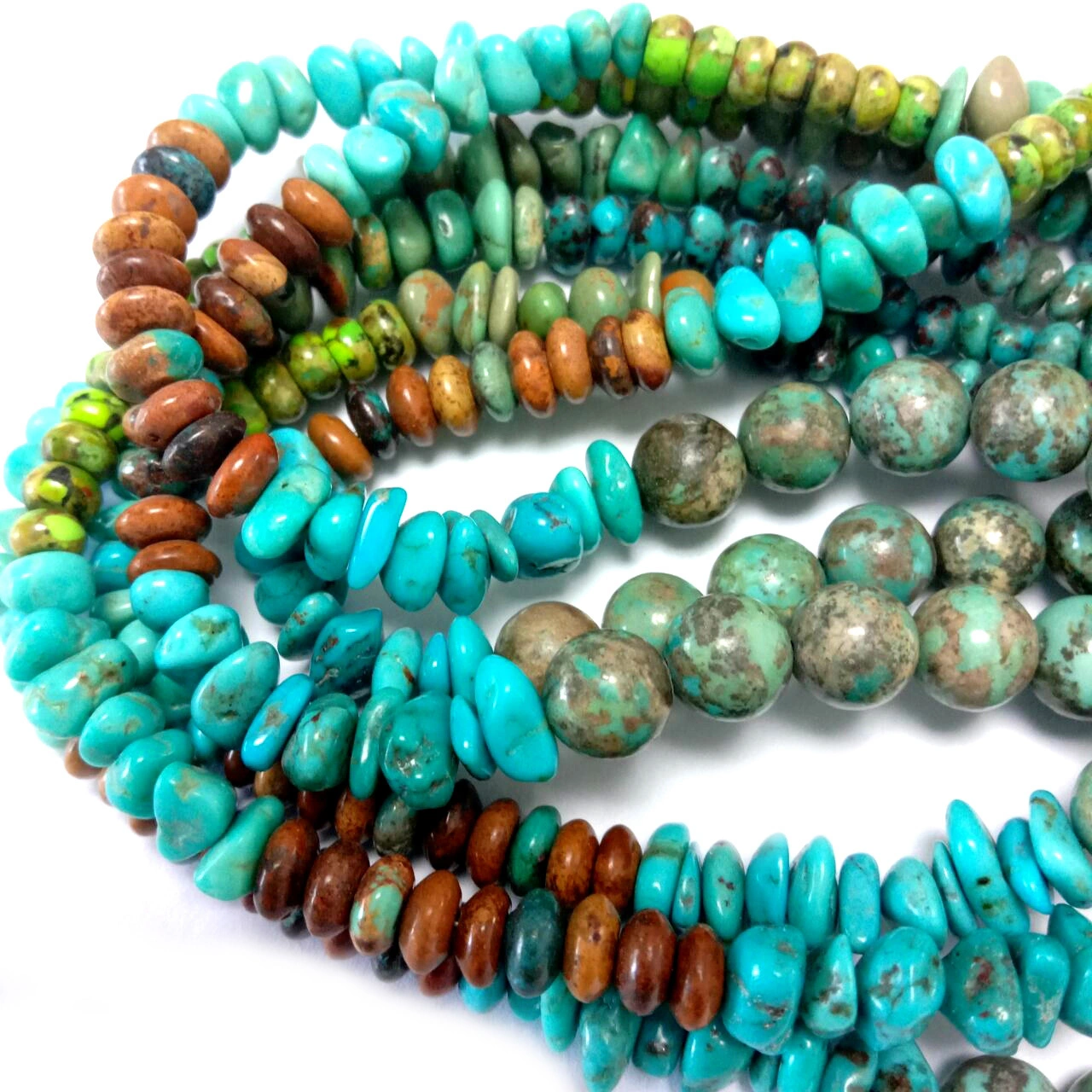 ខ្សែក Turquoise ពិតប្រាកដ ខ្សែក Turquoise Beaded Necklace ខ្សែដៃ ខ្សែដៃស្រទាប់ខ្សែក ខ្សែកពណ៌ខៀវធម្មជាតិ 1