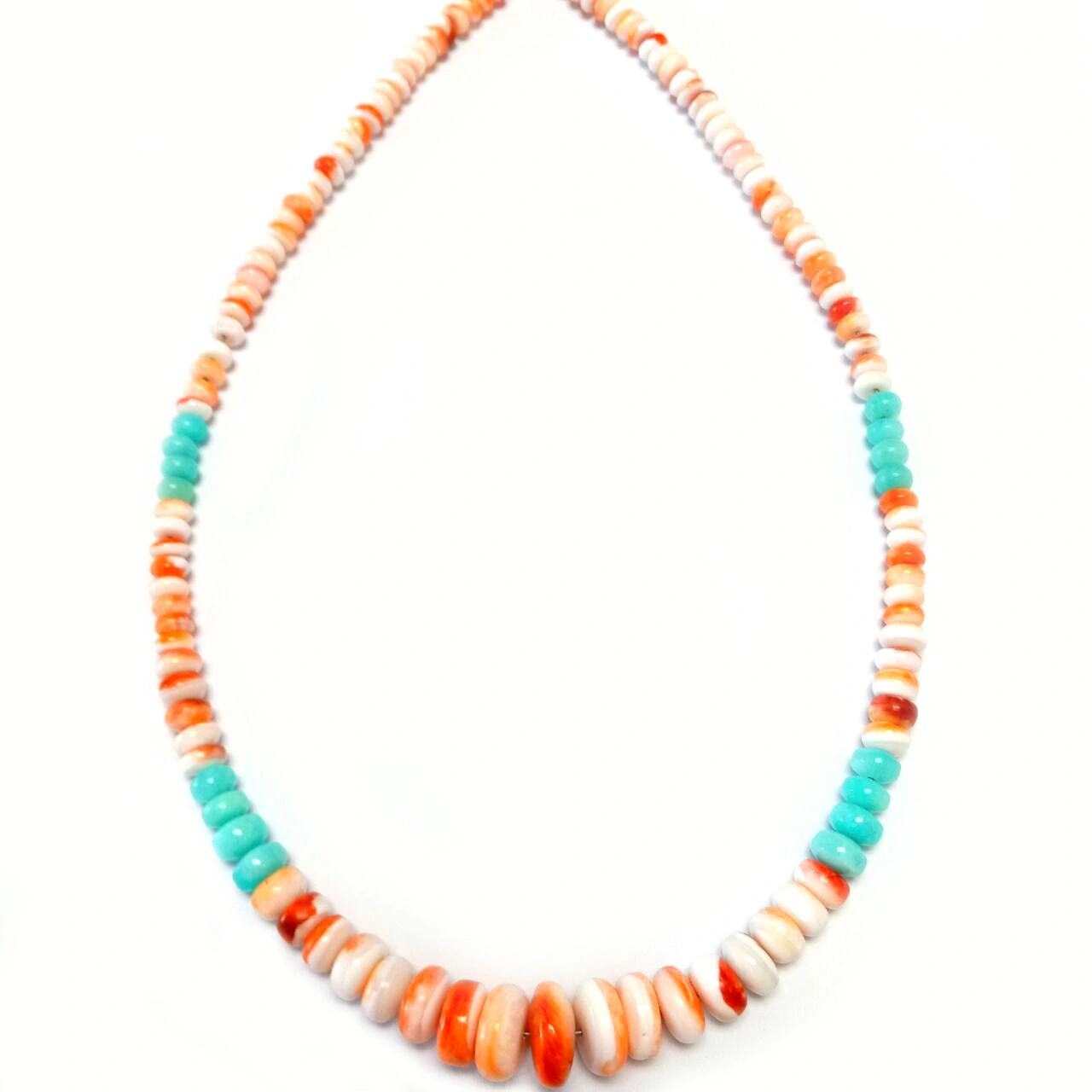 Spiny Oyster Shell ជនជាតិអាមេរិកដើមកំណើត Amazonite Bead Necklace Navajo គ្រឿងអលង្ការឥណ្ឌាធ្វើដោយដៃ 1