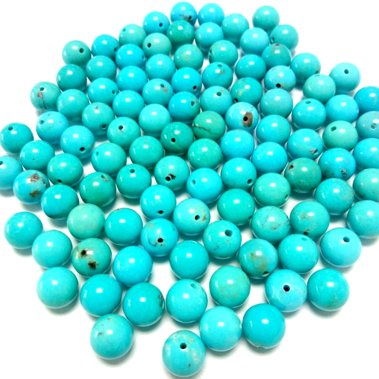 Grìogagan gorm fìor turquoise 8mm cruinn clach-ghràin nàdarrach grìogagan airson seudaireachd a’ dèanamh grìogagan muineal bracelet 1