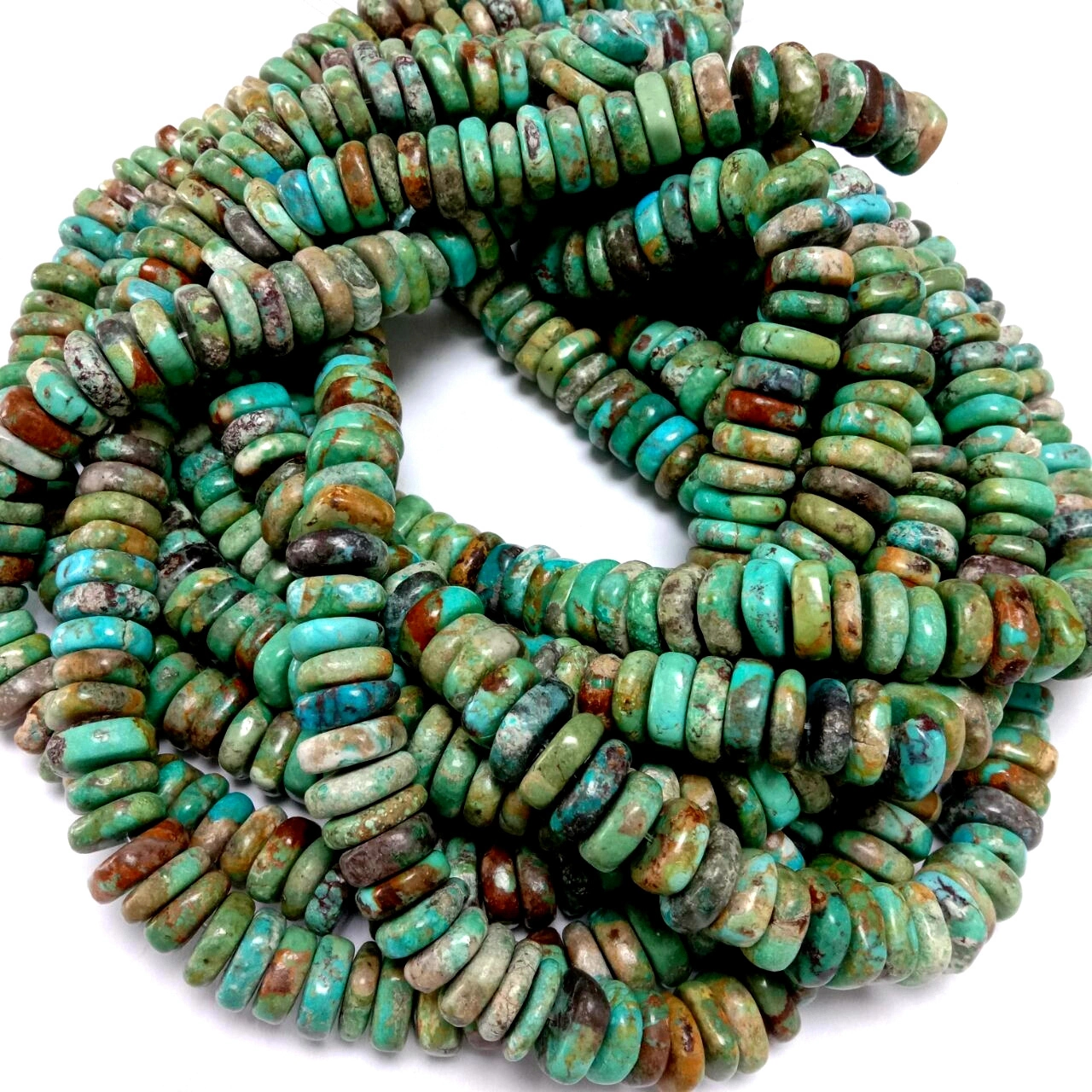 Cuentas Heishi de turquesa africana natural 12-15mm Pequeño disco fino Rondelle vibrante azul verde turquesa piedra preciosa sin tratar 1