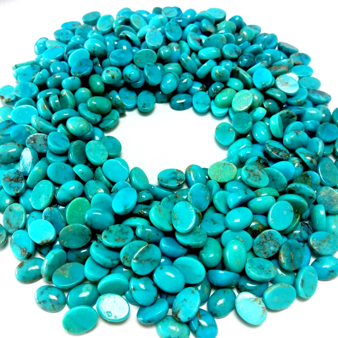 Natural Persian Turquoise Cabochon Genuine Turquoise Oval Shape Cabochon Loose Gemstone Bakeng sa Mabenyane Approx 6x8 mm 1