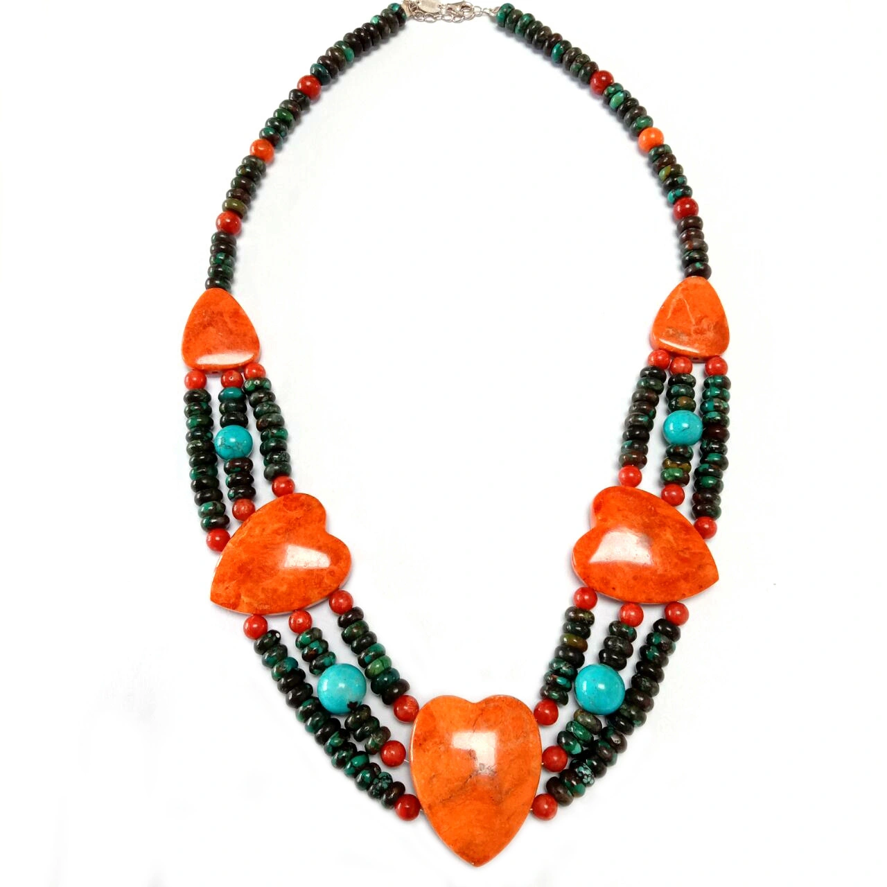 Sefaha sa turquoise le coral sefaha se seholo sa chunky sefaha se mebala-bala Nepal bib necklace tribal boho hippie beach ethnic 1