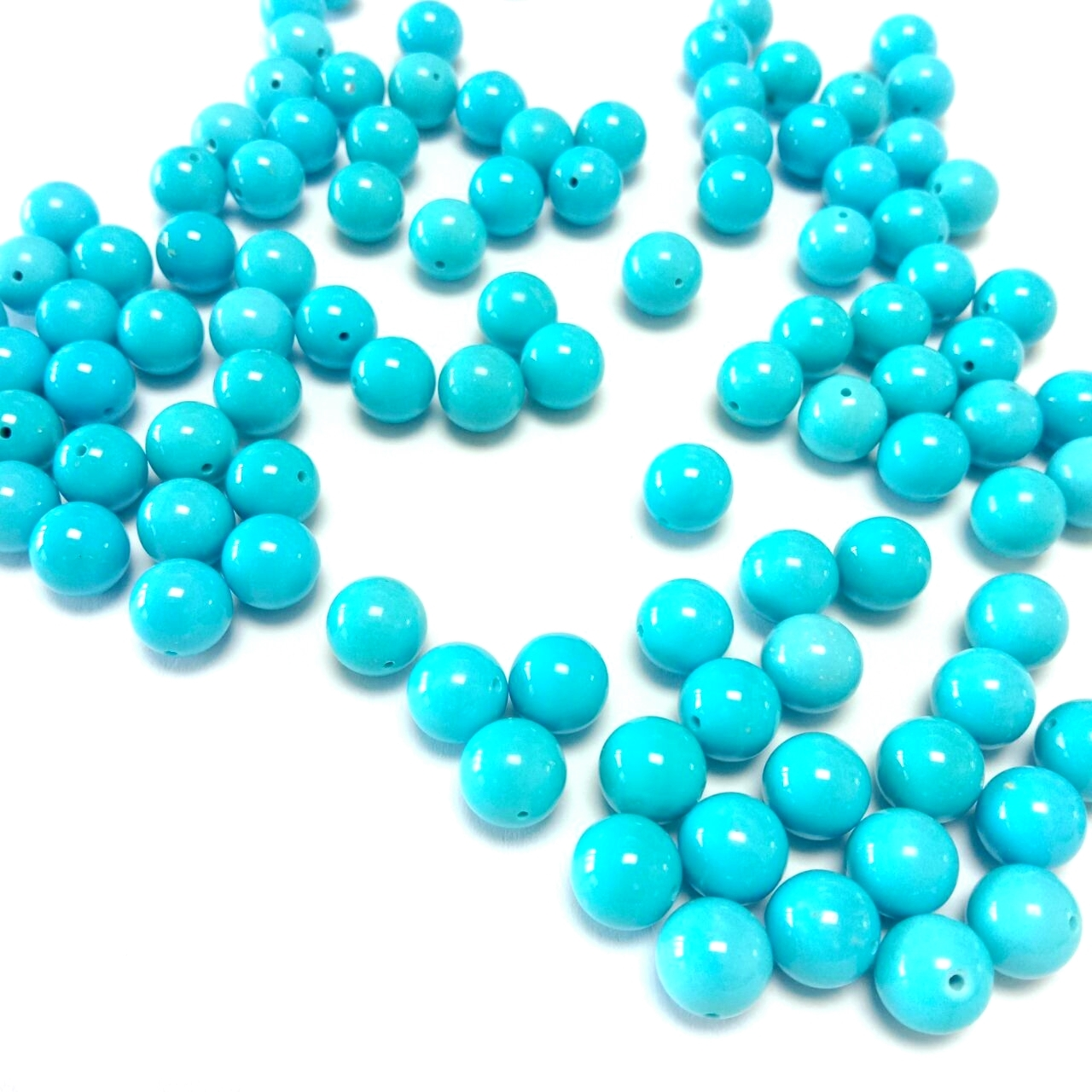 Lifaha tsa Tlhaho tsa Blue Turquoise tse Smooth Round 8mm Genuine Blue Turquoise Gemstone Beads bakeng sa Ho Etsa Mabenyane a Mabenyane 1