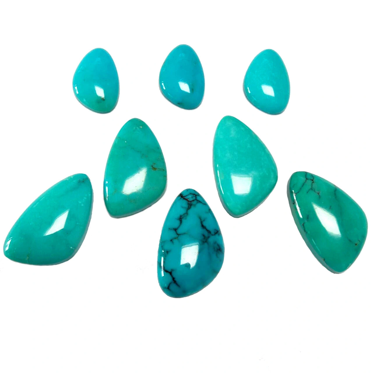Natural Marquise shaped tibetan turquoise flat back calibrated gemstone cabochon 1