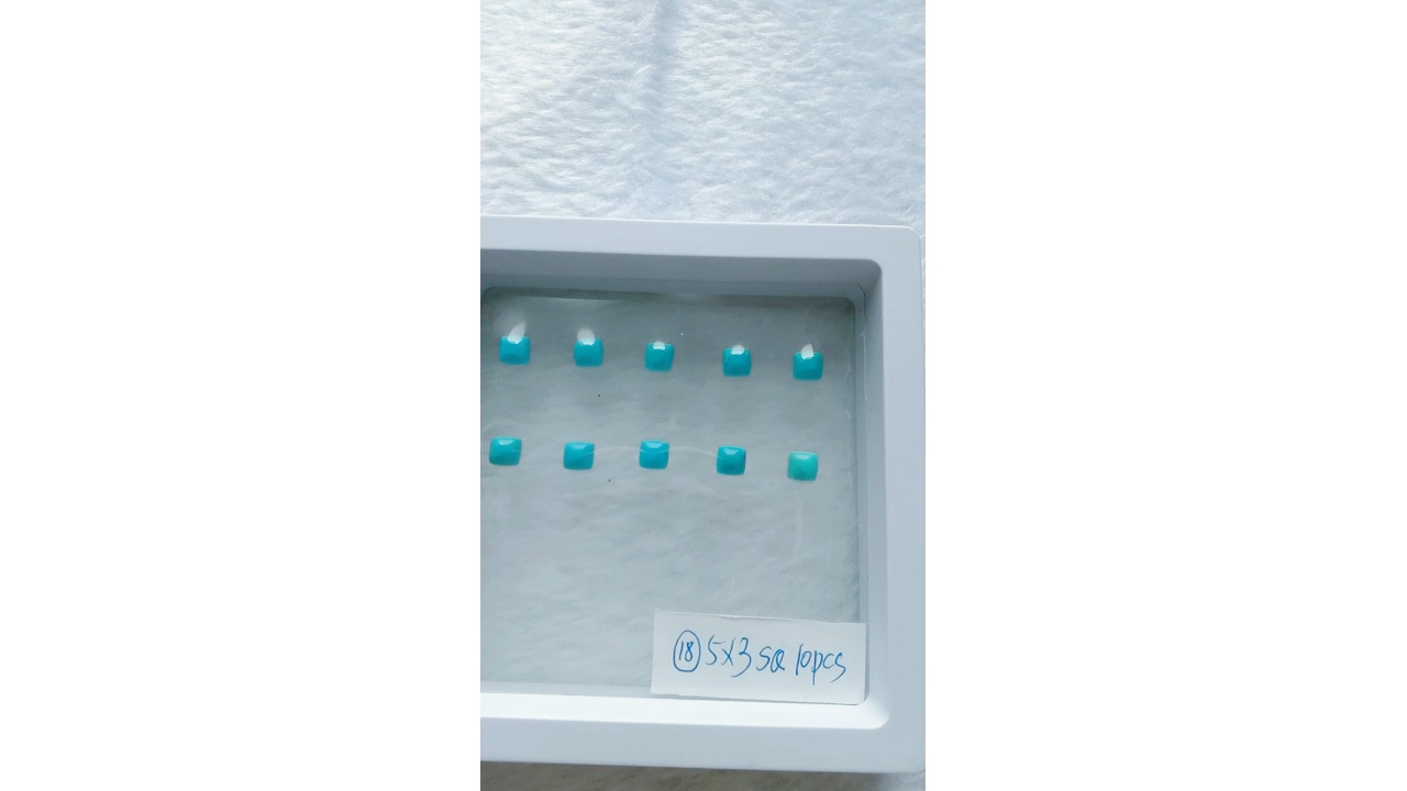 Maint sgwâr turquoise 5 * 3mm llyfn 9