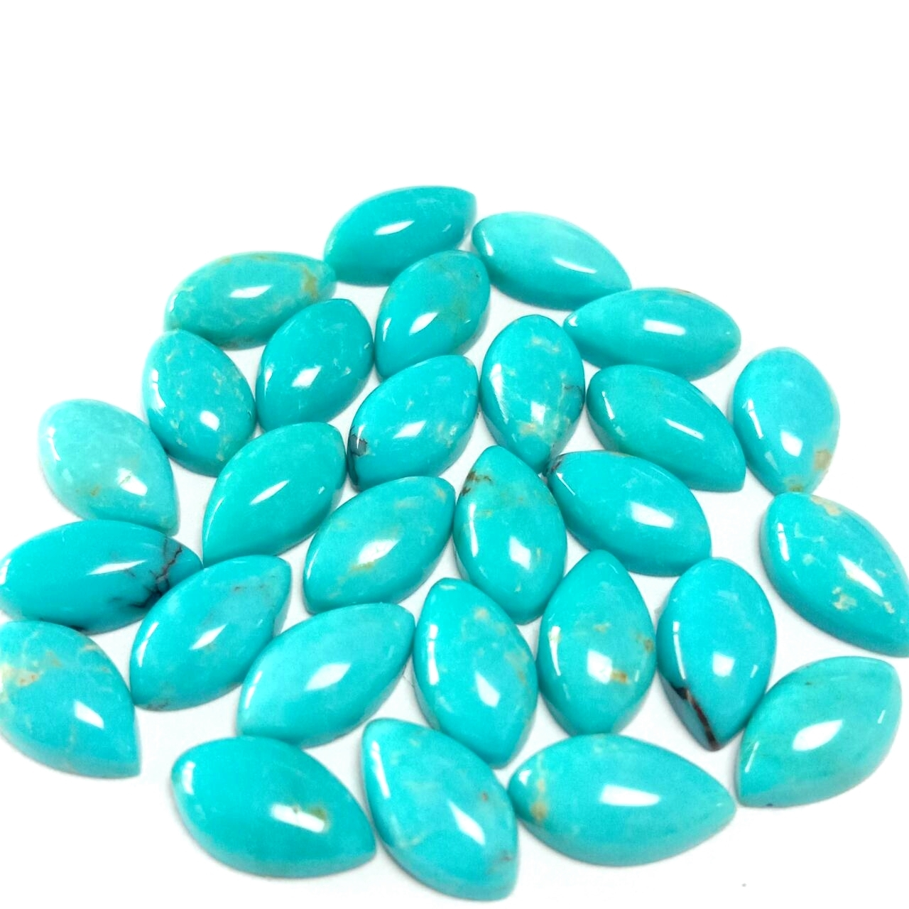 Li-Cabochon tsa Tlhaho tsa Turquoise 8x4 mm Oval Flat Back Vintage 1