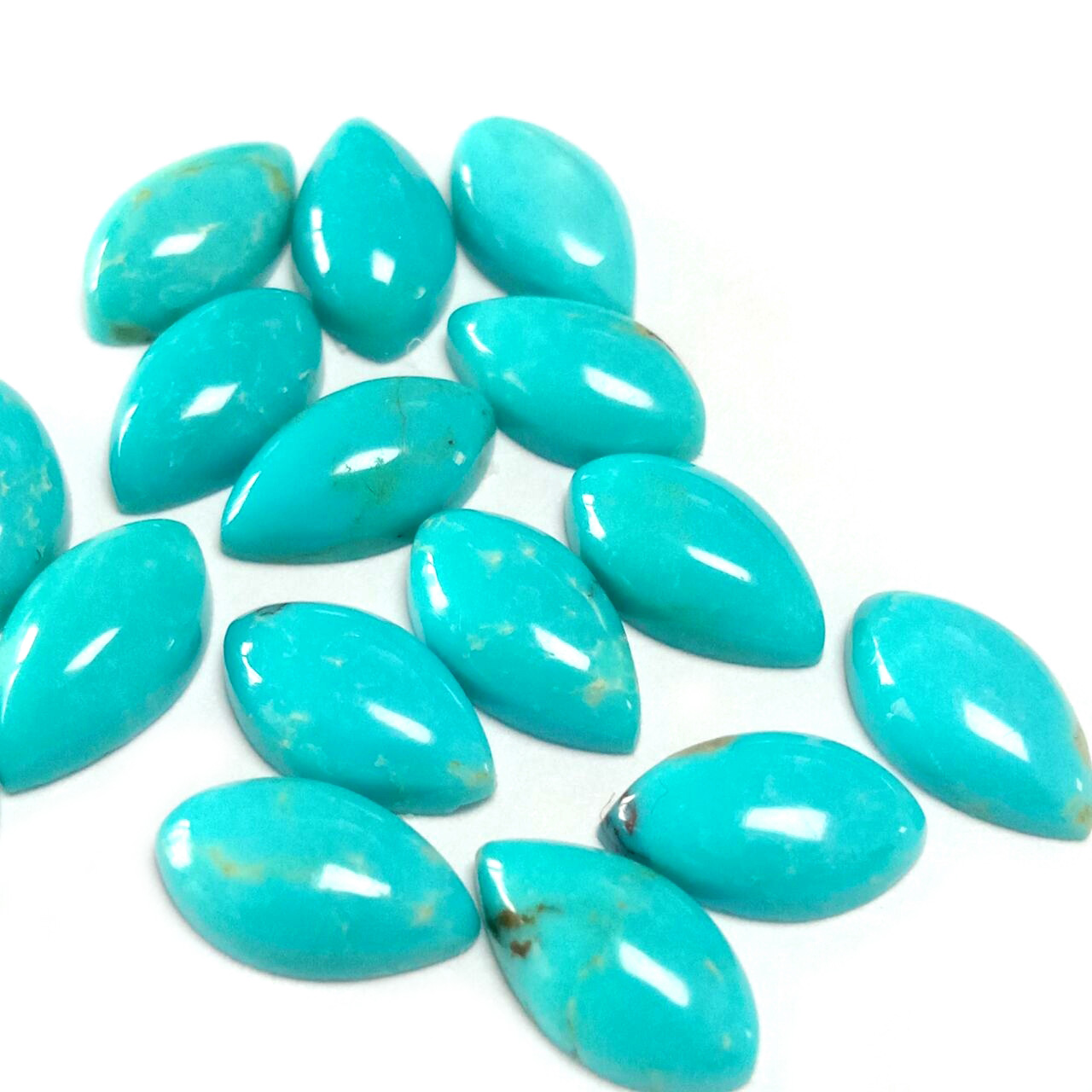 Natirèl rekonstwi Turquoise Cabochons 8x4 mm Oval Flat tounen Vintage 15