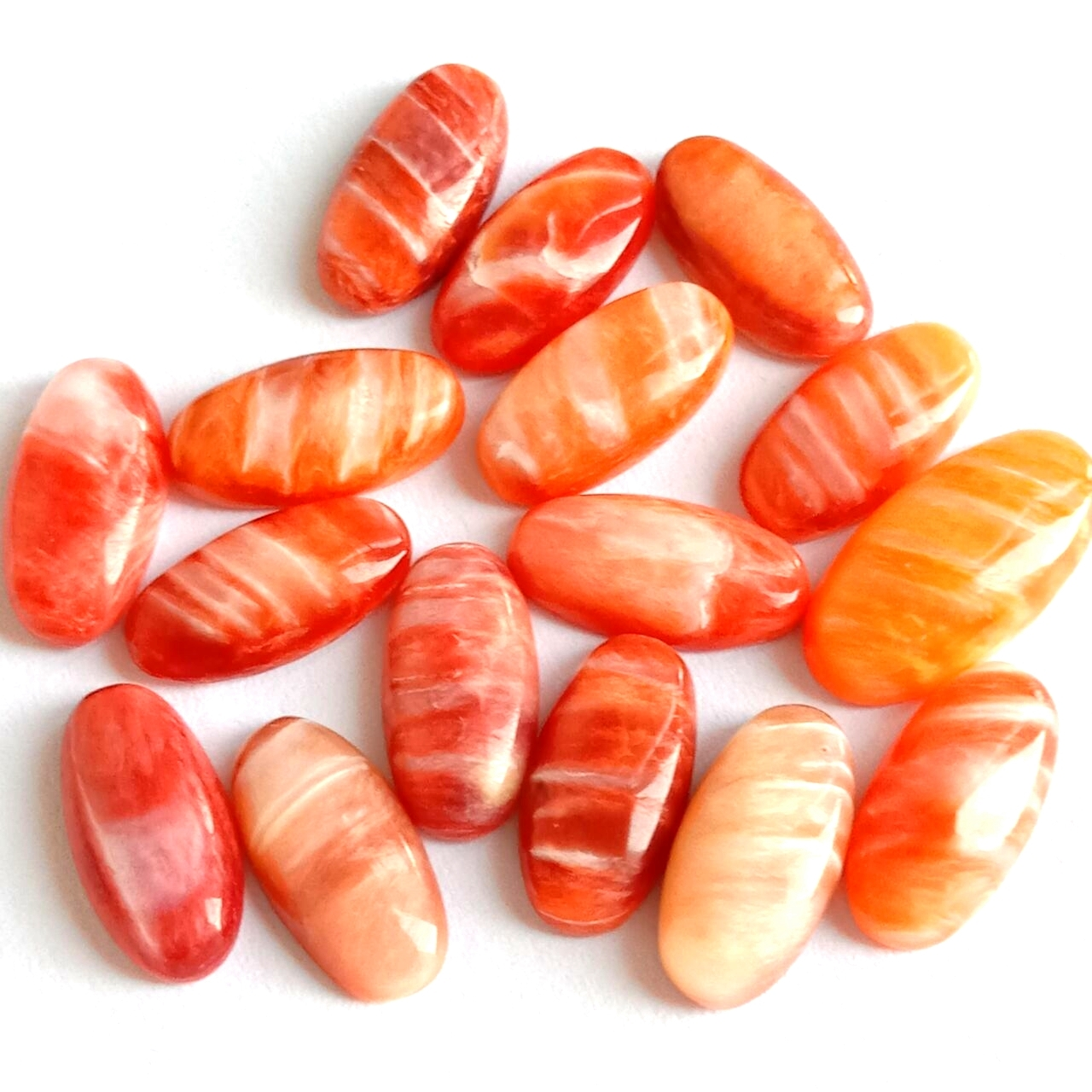 Cuentas ovaladas longas Cuentas de concha de ostra espinosa Cuentas vermellas laranxa Cuentas de xoia ovaladas longas vermellas 6 x 12 mm 1