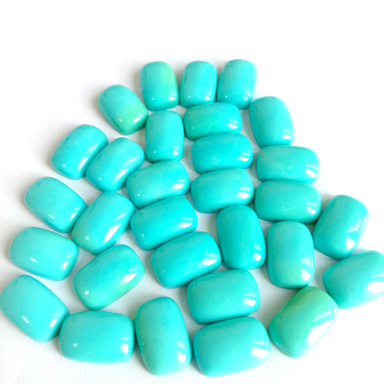 Turquoise Smooth Rectangle Cushion Batu Permata Longgar 12x8x4 mm 15