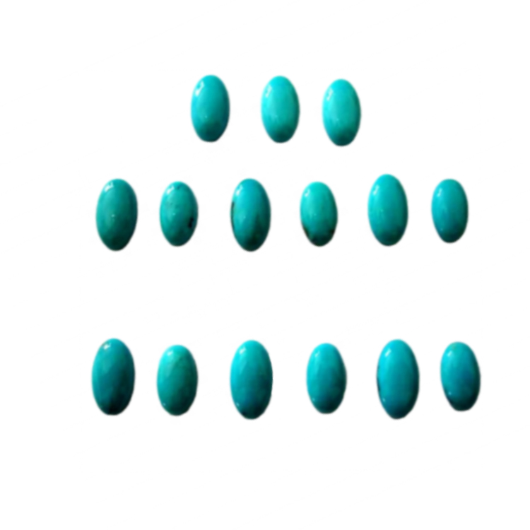 Turquoise Oval Cabochon Gemstone Gorofa nyuma Asili Loose Cabochons | Turquoise ya Asili | Cabs za Mviringo 12x16mm 15