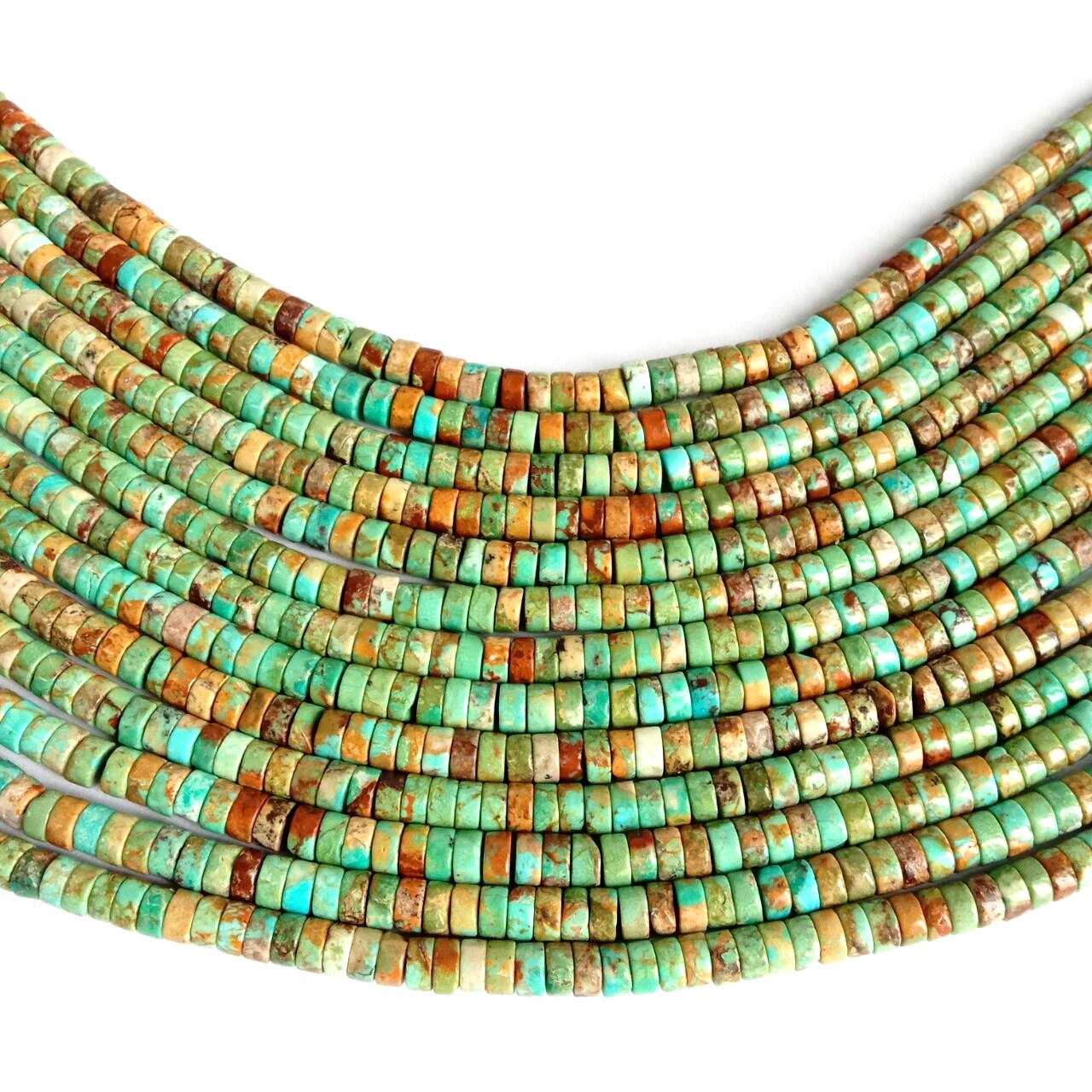 ఆకుపచ్చని నీలం మణి హేషి డిస్క్ పూసలు రత్నం 16 అంగుళాల స్ట్రాండ్ 5 మిమీ 18